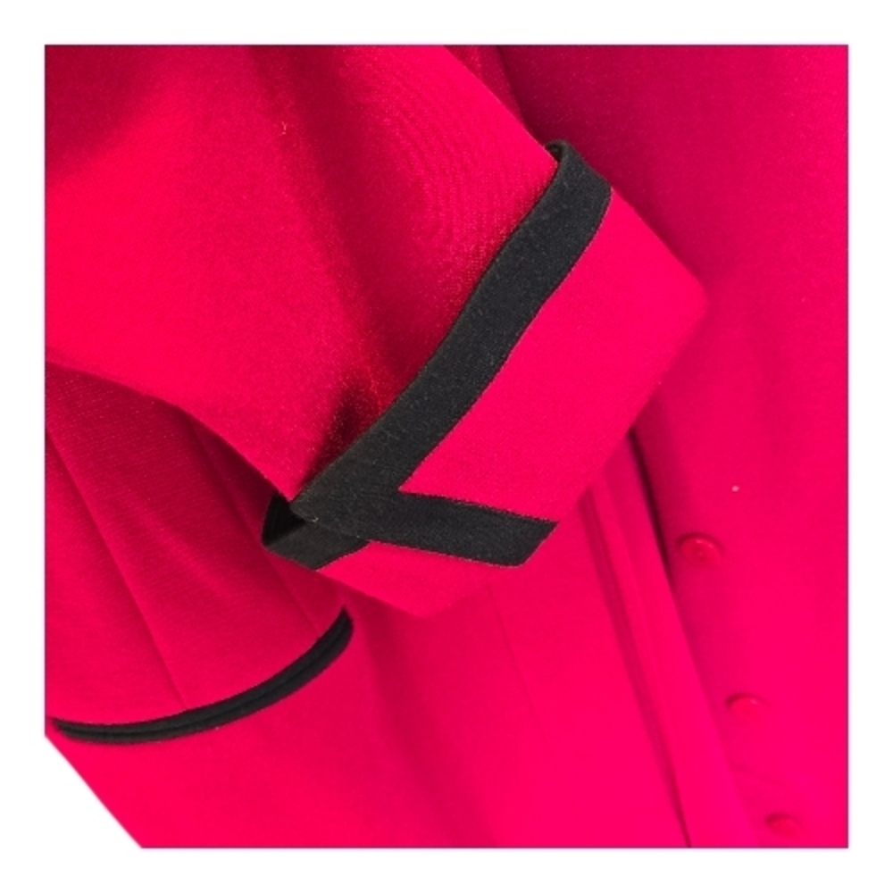 Leslie Fay Red Coat with Black Accents - Picture 3 of 5
